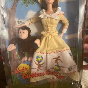 Barbie Doll with Curious George in Yellow and Red
